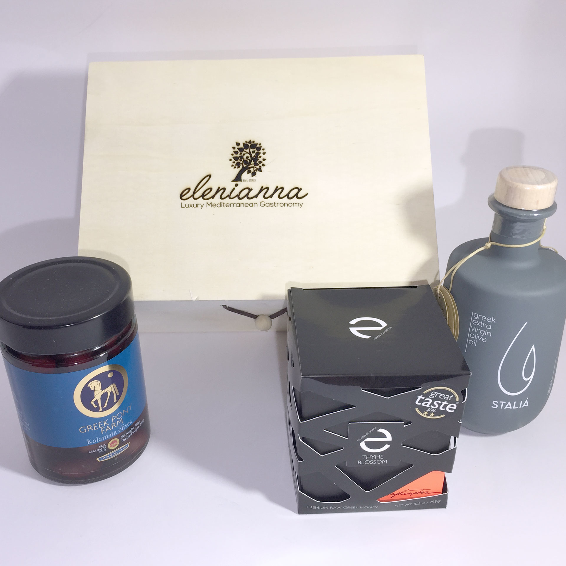 Wooden gift box with flavors from Greece Authentic Greek Wooden gift