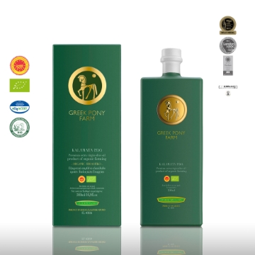 Premium P.D.O. Kalamata organic extra virgin olive oil GREEK PONY FARM Premium P.D.O. Kalamata organic extra virgin olive oil GREEK PONY FARM