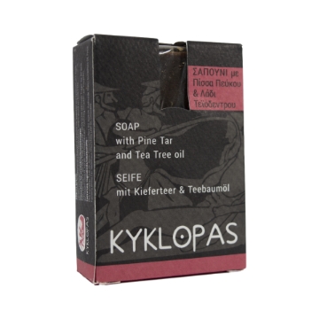 Handmade Olive Oil Soap with Pine Tar and Tea Tree oil 120g Kyklopas Handmade Olive Oil Soap with Pine Tar and Tea Tree oil 120g Kyklopas