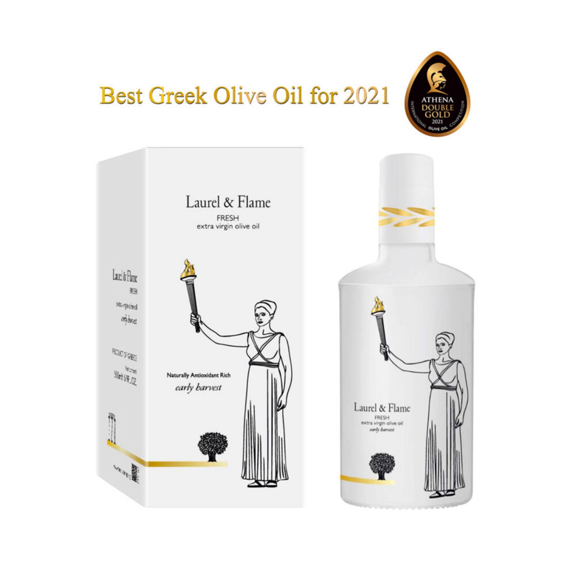 Best Greek Laurel & Flame Premium Fresh Early Harvest Extra Virgin