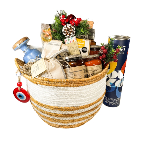 Touch of Greece Christmas Wicker Gift basket