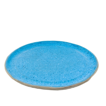Handcrafted Ceramic Reactive Glaze Stoneware Plate Cyan with Blue Splash Handcrafted Ceramic Reactive Glaze Stoneware Plate Cyan with Blue Splash