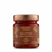 Jar of Navarino Icons Red Peppers stuffed with cream cheese, 190g, showcasing the "Festive Edition" label, Product of Greece