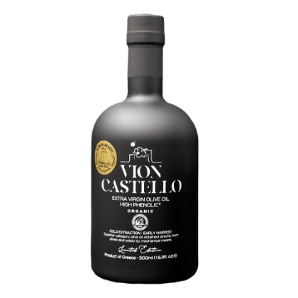 Vion Castello High Phenolic EVOO – Organic Greek Olive Oil 500ml | Cold-Pressed, Polyphenol-Rich, Centennial Trees from Lakonia