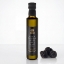 Black Truffle Extra Virgin Olive Oil 250ml by Truffle Theory with fresh whole black truffles on white background.