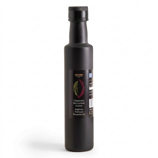Aegina Premium Pistachio Oil - Cold-Pressed PDO Greek Nut Oil shown in a premium premium ecommerce clean background ecommerce...