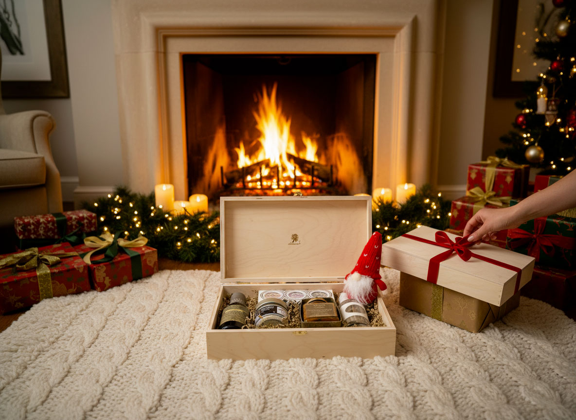 Corporate gift box EL1482 with laser-engraved wooden lid